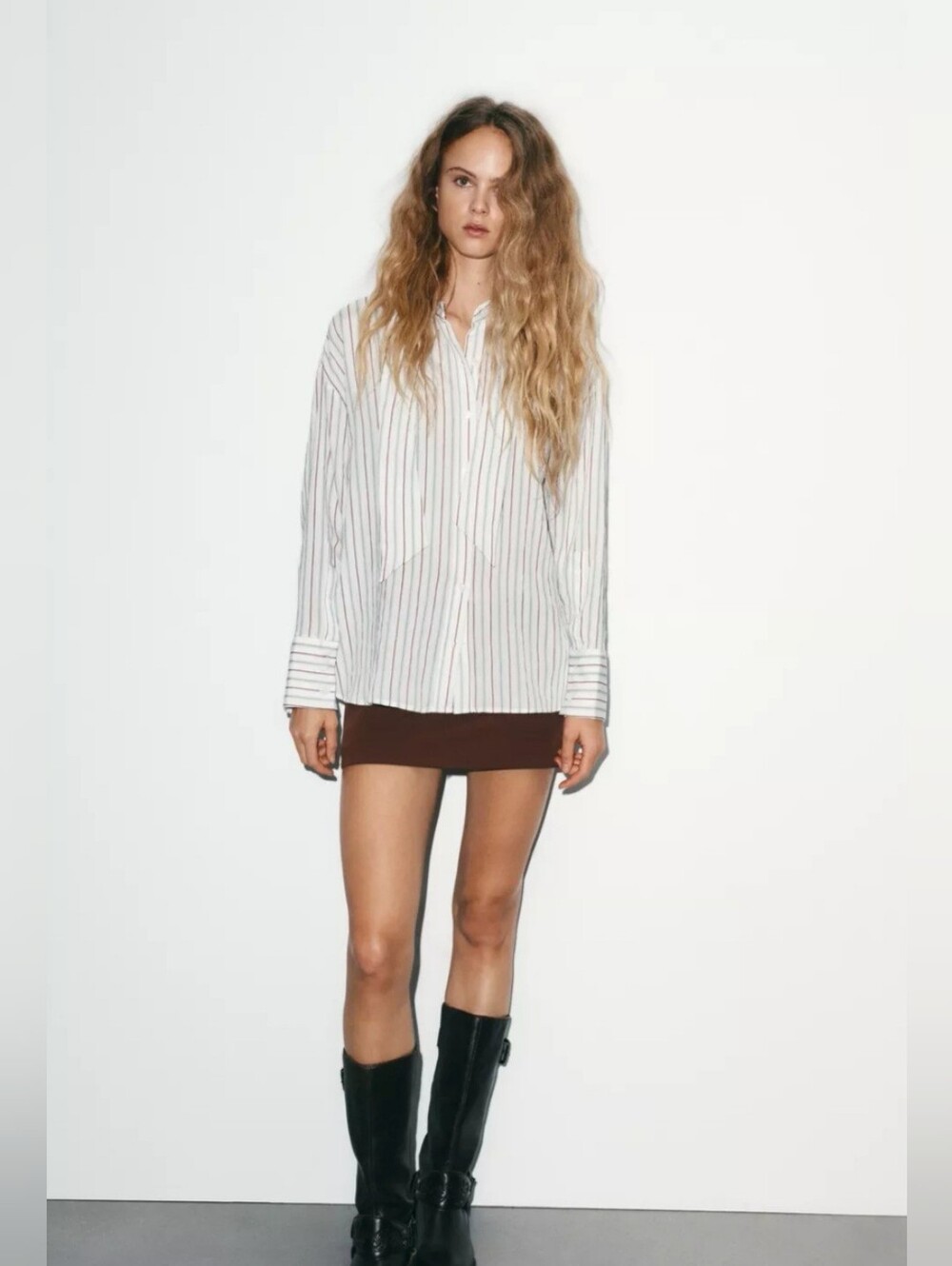 ZARA FLOWY STRIPED SCARF SHIRT ✨️✨️✨️